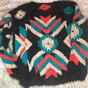 Aztec print fur sweater